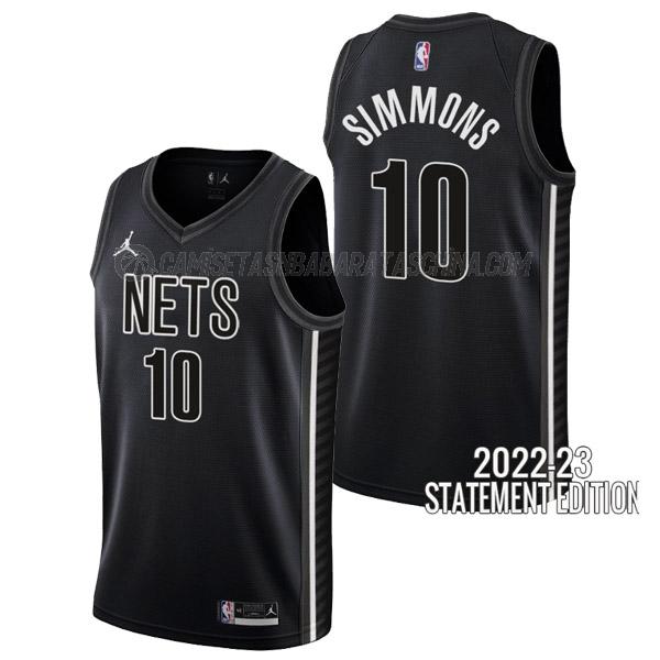 camiseta ben simmons brooklyn nets de 10 hombre statement edition 2023 negro