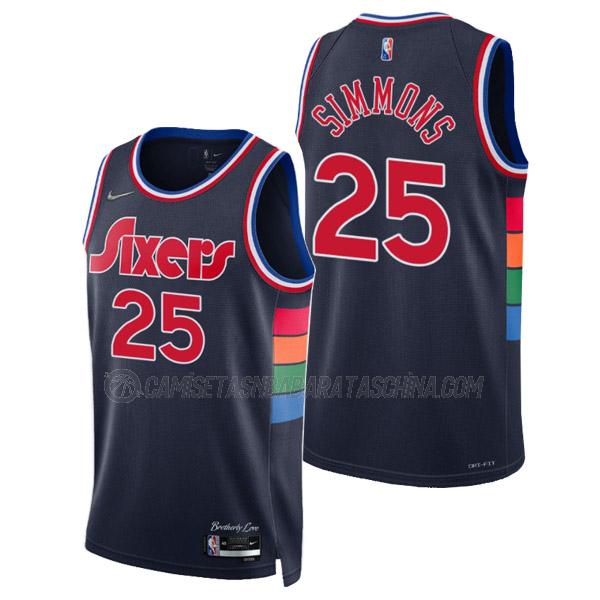 camiseta ben simmons philadelphia 76ers de 25 hombre city edition 2022 azul marino