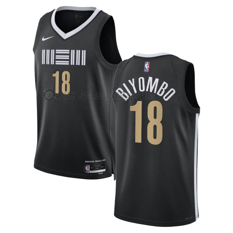 camiseta bismack biyombo memphis grizzlies de 18 hombre city edition 2023-24 negro