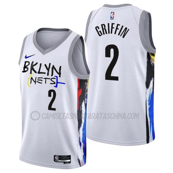 camiseta blake griffin brooklyn nets de 2 hombre city edition 2023 blanco