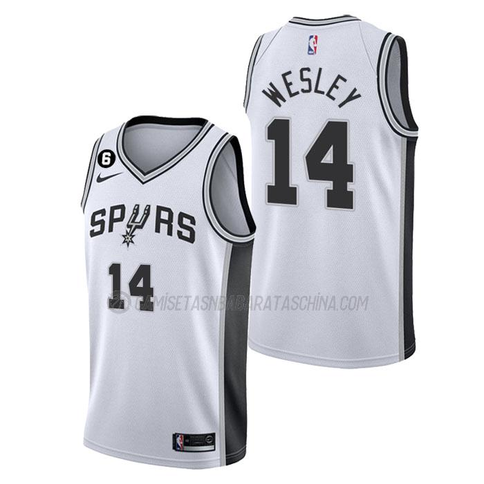 camiseta blake wesley san antonio spurs de 14 hombre association edition 2023 blanco