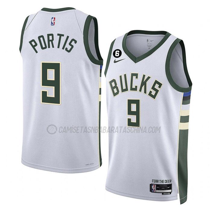 camiseta bobby portis milwaukee bucks de 9 hombre association edition 2023 blanco