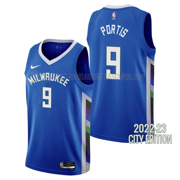 camiseta bobby portis milwaukee bucks de 9 hombre city edition 2023 azul