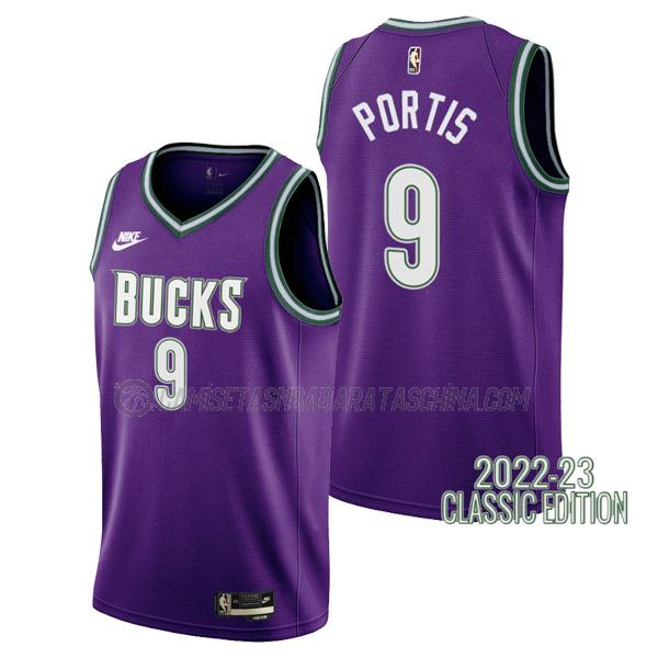 camiseta bobby portis milwaukee bucks de 9 hombre classic edition 2023 púrpura