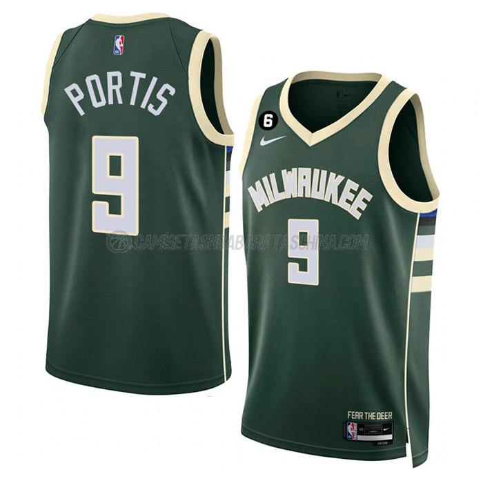 camiseta bobby portis milwaukee bucks de 9 hombre icon edition 2023 verde