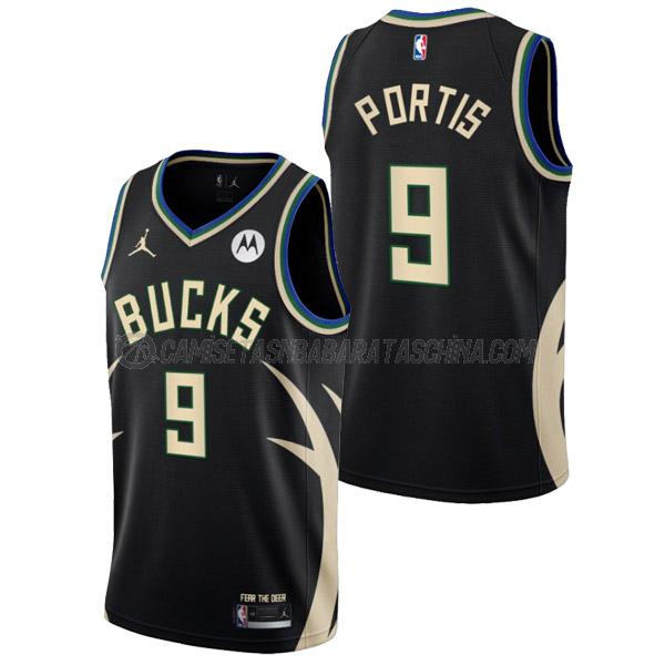 camiseta bobby portis milwaukee bucks de 9 hombre statement edition 2023 negro