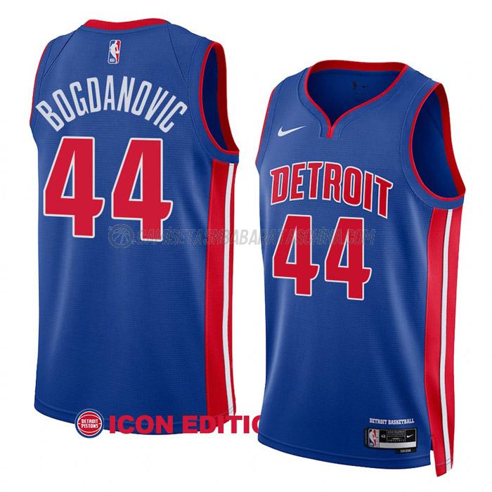 camiseta bojan bogdanovic detroit pistons de 44 hombre icon edition 2023 azul