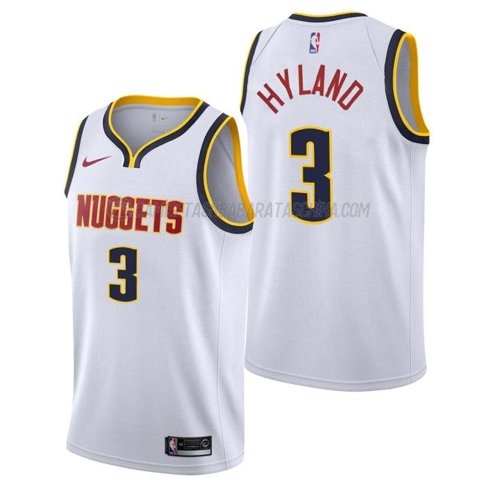 camiseta bones hyland denver nuggets de 3 hombre association edition 2023 blanco