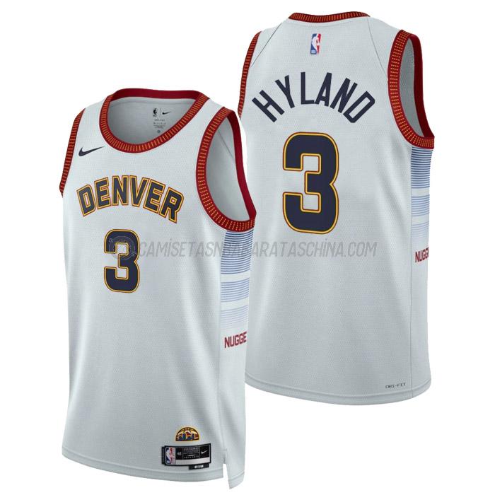 camiseta bones hyland denver nuggets de 3 hombre city edition 2023 blanco