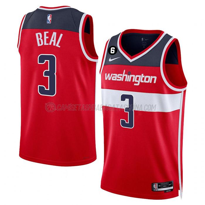 camiseta bradley beal washington wizards de 3 hombre icon edition 2023 rojo