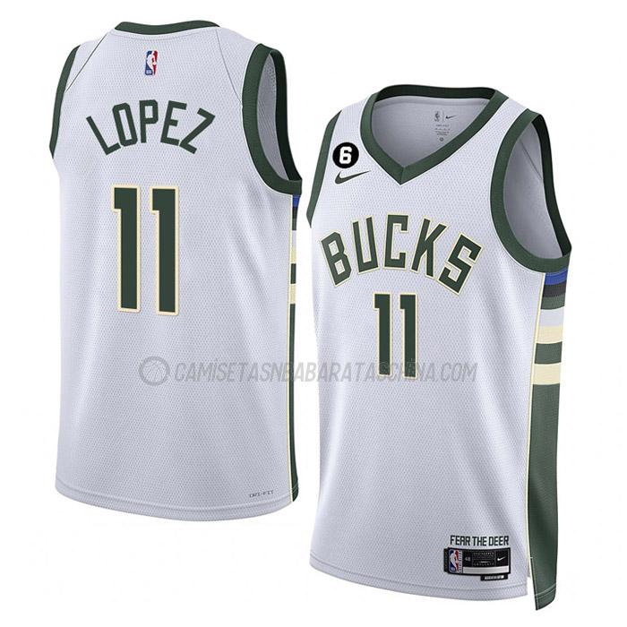 camiseta brook lopez milwaukee bucks de 11 hombre association edition 2023 blanco