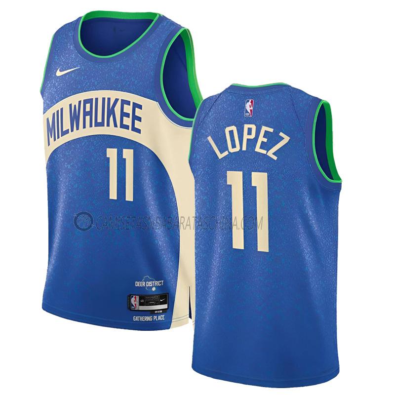 camiseta brook lopez milwaukee bucks de 11 hombre city edition 2023-24 azul