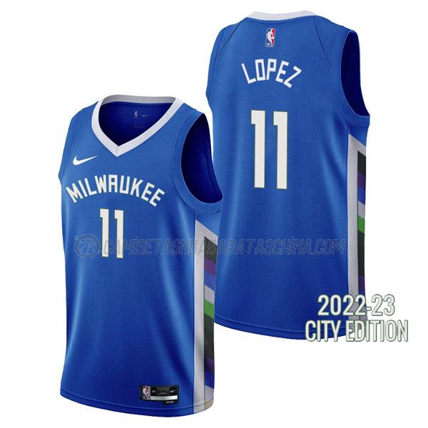 camiseta brook lopez milwaukee bucks de 11 hombre city edition 2023 azul