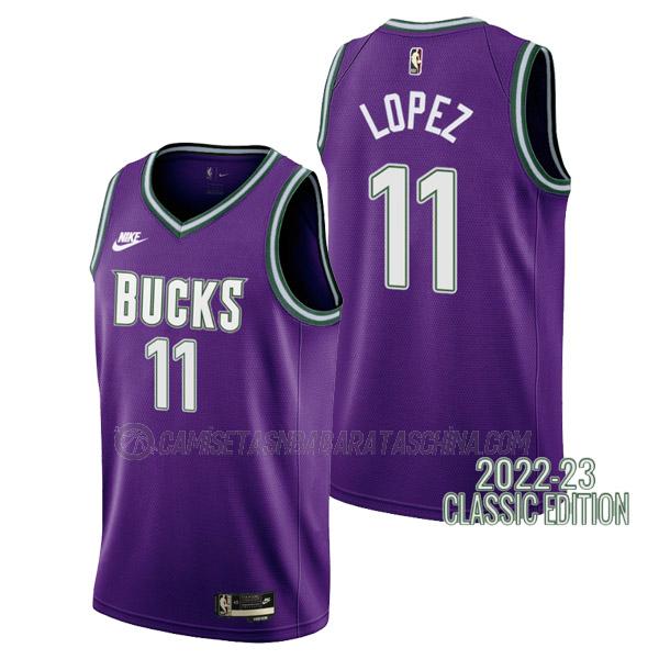 camiseta brook lopez milwaukee bucks de 11 hombre classic edition 2023 púrpura