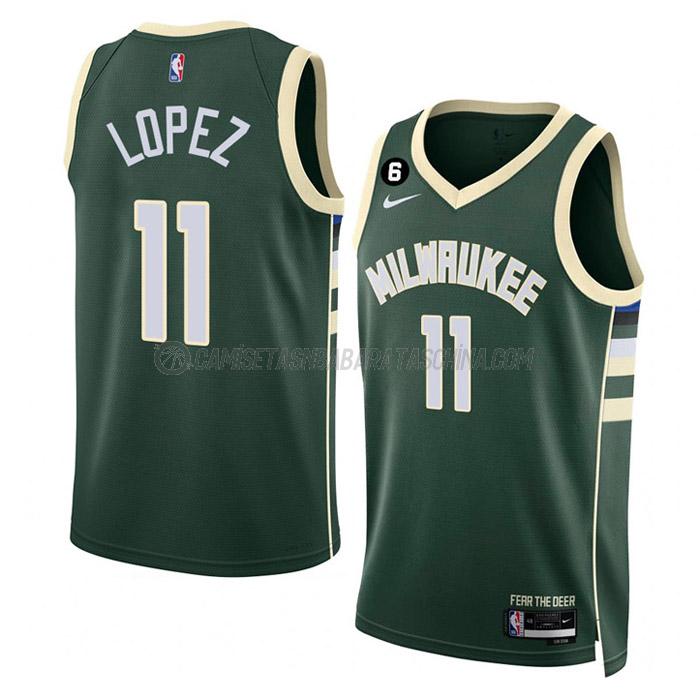 camiseta brook lopez milwaukee bucks de 11 hombre icon edition 2023 verde