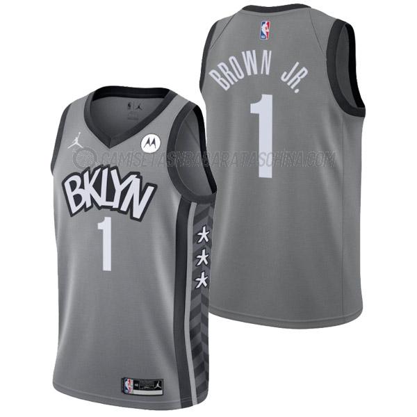 camiseta bruce brown jr brooklyn nets de 1 hombre statement edition 2022 gris