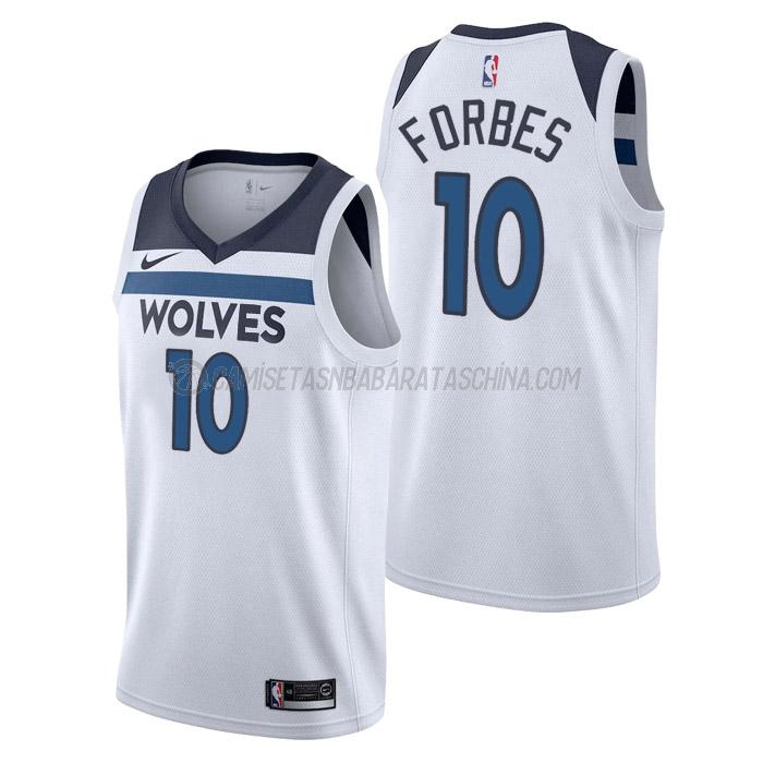 camiseta bryn forbes minnesota timberwolves de 10 hombre association edition 2023 blanco