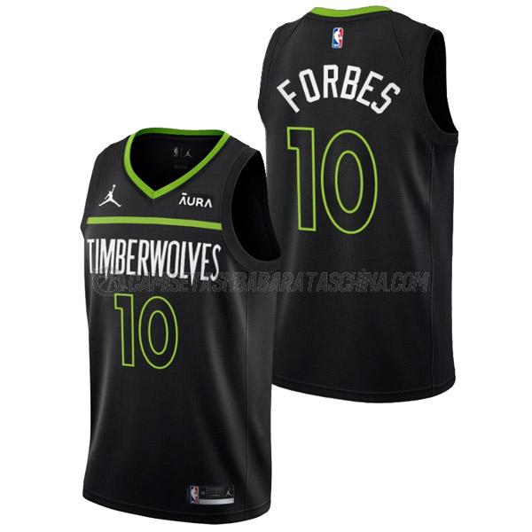 camiseta bryn forbes minnesota timberwolves de 10 hombre statement edition 2023 negro