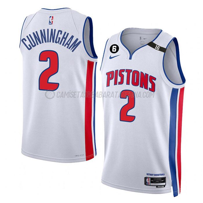 camiseta cade cunningham detroit pistons de 2 hombre association edition 2023 blanco