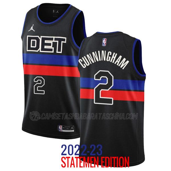 camiseta cade cunningham detroit pistons de 2 hombre statement edition 2023 negro