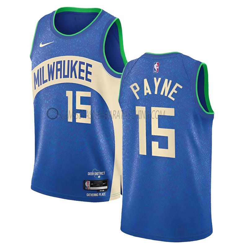 camiseta cameron payne milwaukee bucks de 15 hombre city edition 2023-24 azul