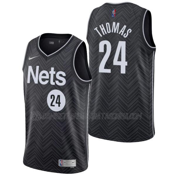 camiseta cameron thomas brooklyn nets de 24 hombre earned edition 2022 negro