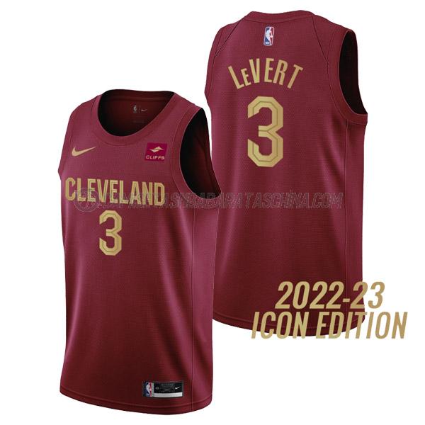 camiseta caris levert cleveland cavaliers de 3 hombre icon edition 2023 rojo