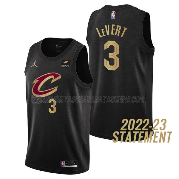 camiseta caris levert cleveland cavaliers de 3 hombre statement edition 2023 negro