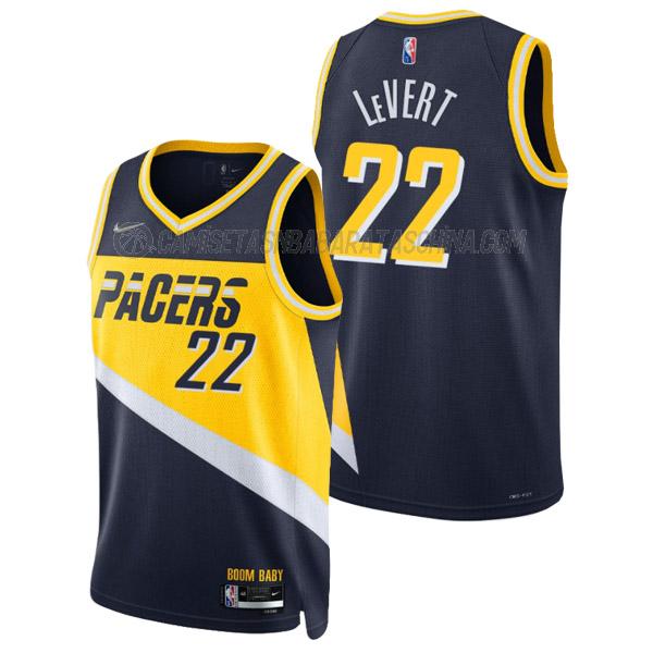 camiseta caris levert indiana pacers de 22 hombre city edition 2022 azul marino