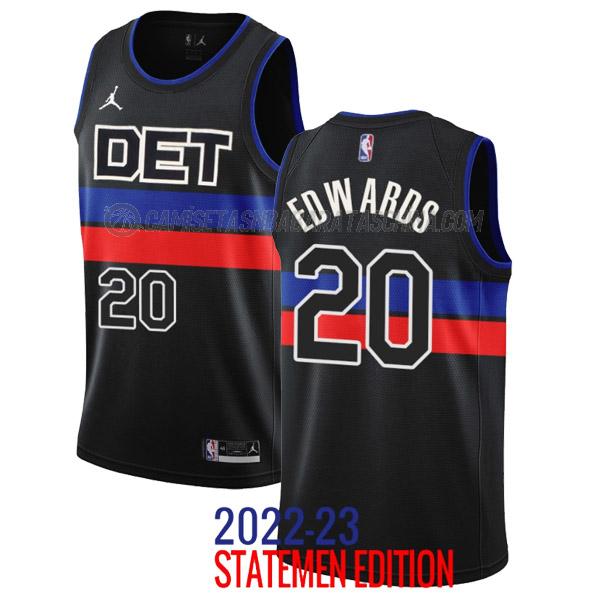 camiseta carsen edwards detroit pistons de 20 hombre statement edition 2023 negro