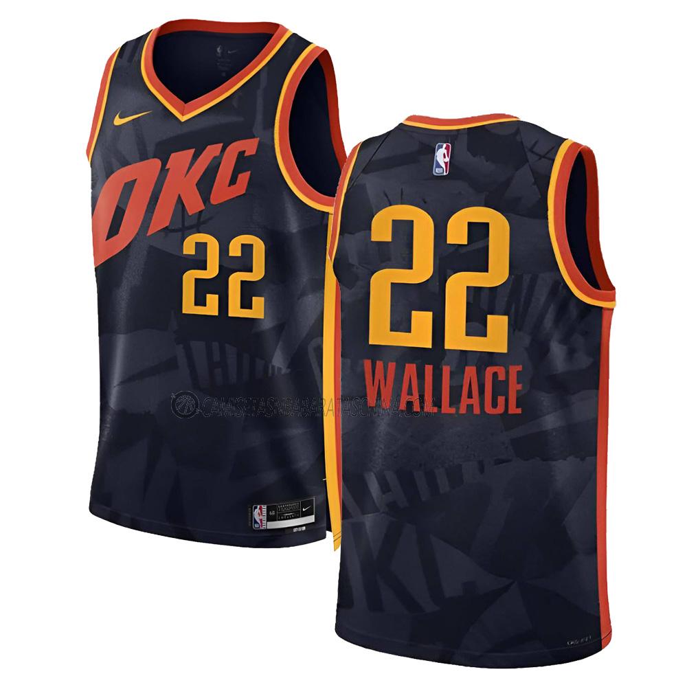 camiseta cason wallace oklahoma city thunder de 22 hombre city edition 2023-24 negro