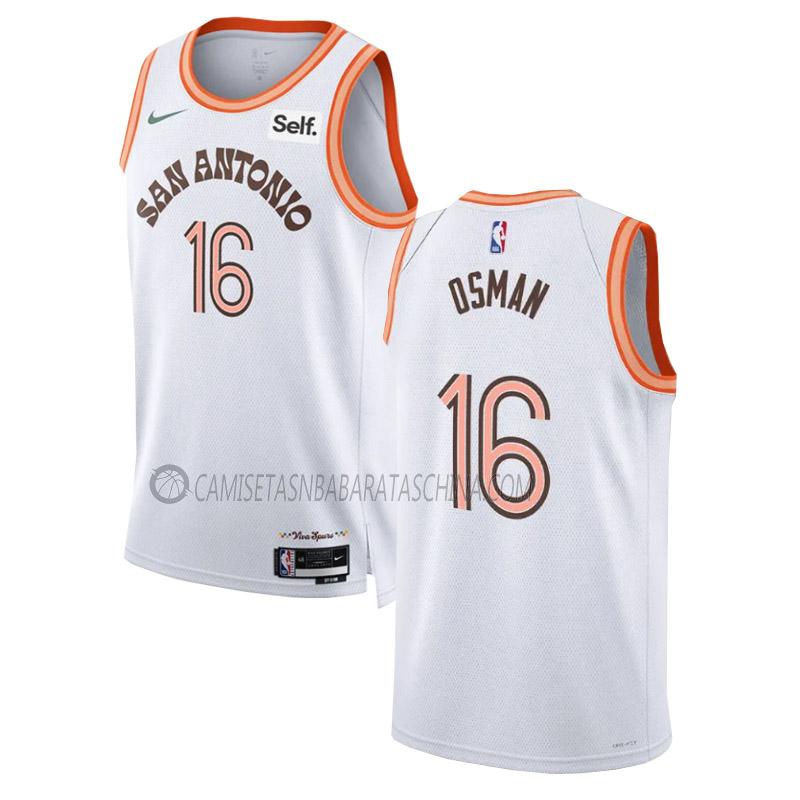 camiseta cedi osman san antonio spurs de 16 hombre city edition 2023-24 blanco