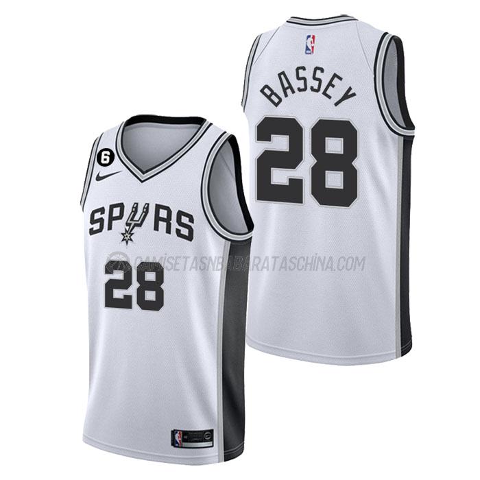 camiseta charles bassey san antonio spurs de 28 hombre association edition 2023 blanco