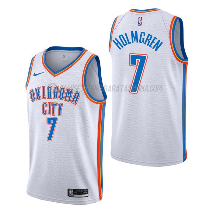 camiseta chet holmgren oklahoma city thunder de 7 hombre association edition 2023 blanco