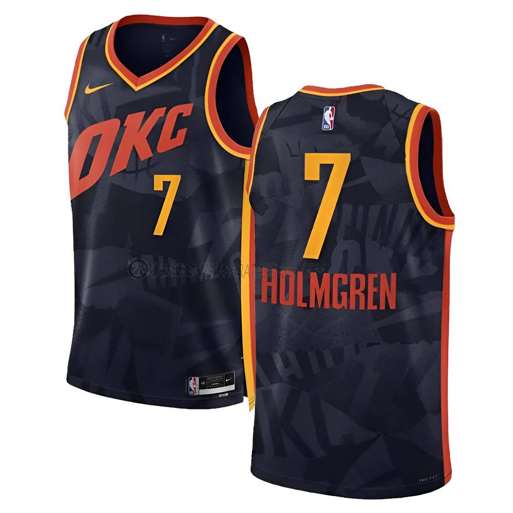 camiseta chet holmgren oklahoma city thunder de 7 hombre city edition 2023-24 negro