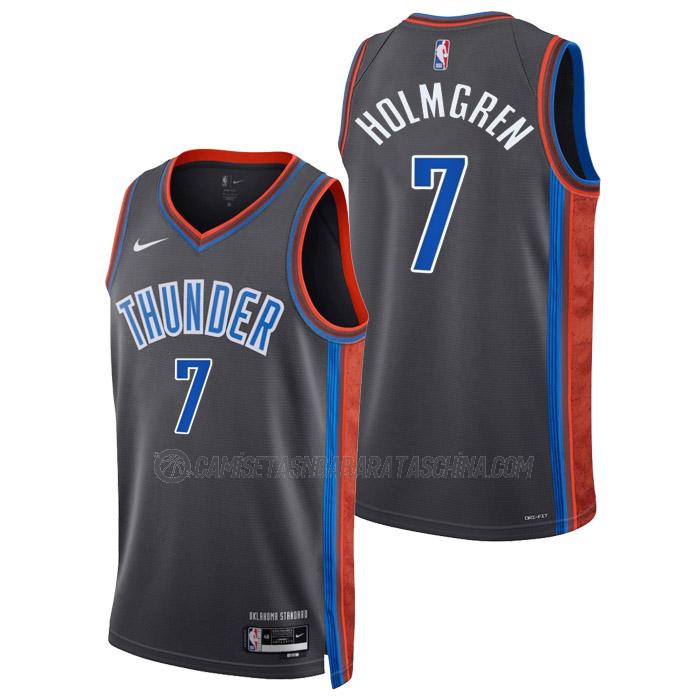 camiseta chet holmgren oklahoma city thunder de 7 hombre city edition 2023 gris