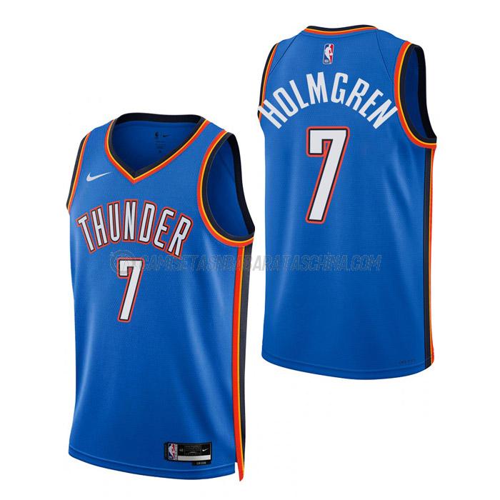 camiseta chet holmgren oklahoma city thunder de 7 hombre icon edition 2023 azul