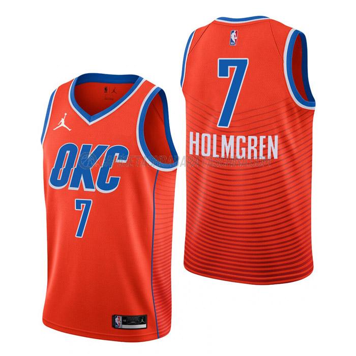 camiseta chet holmgren oklahoma city thunder de 7 hombre statement edition 2023 naranja