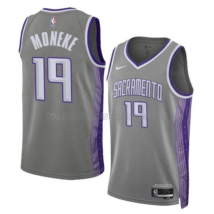 camiseta chima moneke sacramento kings de 19 hombre city edition 2023 gris