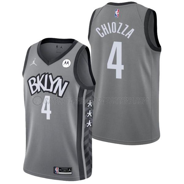 camiseta chris chiozza brooklyn nets de 4 hombre statement edition 2022 gris