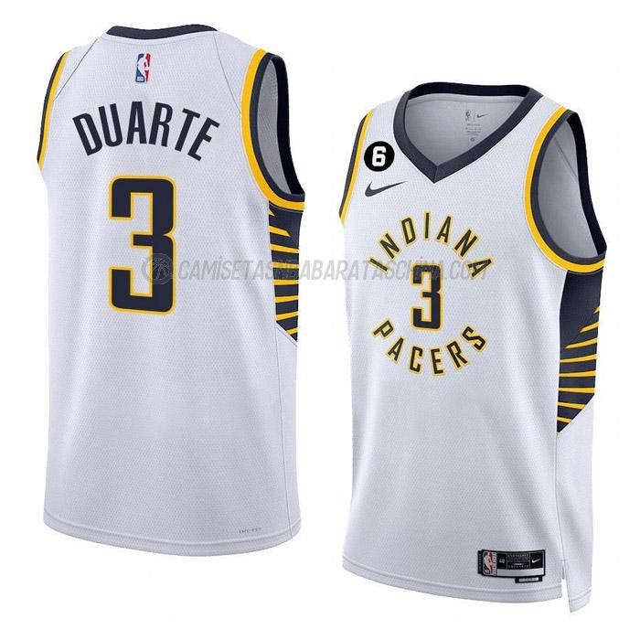 camiseta chris duarte indiana pacers de 3 hombre association edition 2023 blanco