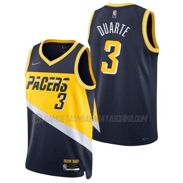 camiseta chris duarte indiana pacers de 3 hombre city edition 2022 azul marino