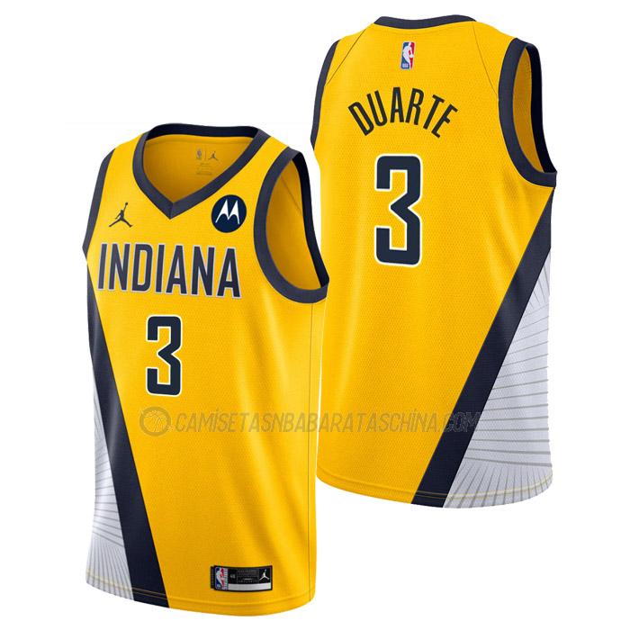 camiseta chris duarte indiana pacers de 3 hombre statement edition 2023 amarillo