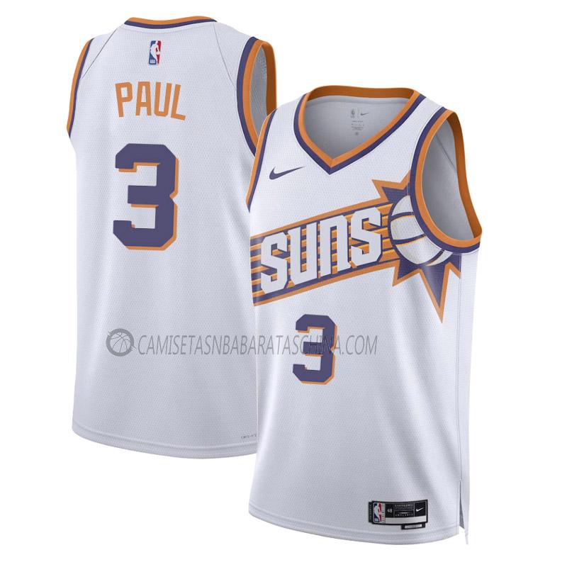 camiseta chris paul phoenix suns de 3 hombre association edition 2023-24 blanco