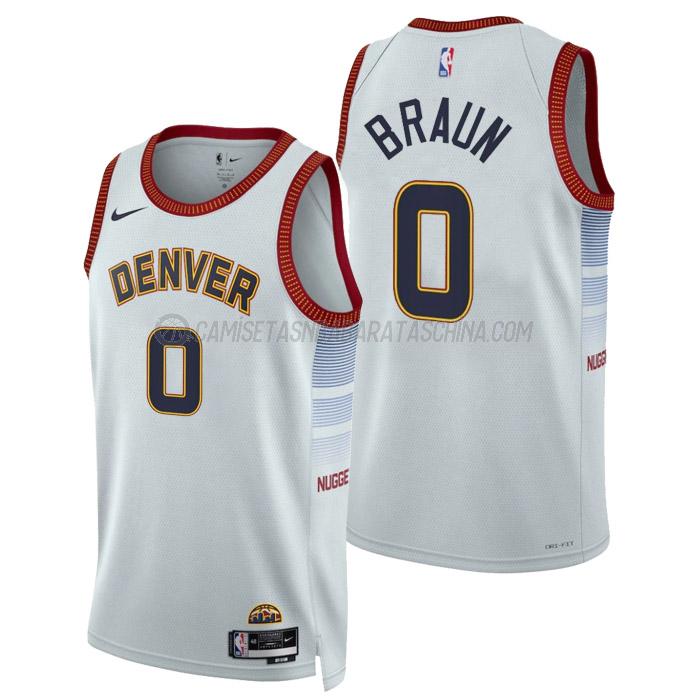 camiseta christian braun denver nuggets de 0 hombre city edition 2023 blanco