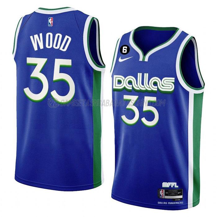 camiseta christian wood dallas mavericks de 35 hombre city edition 2023 azul