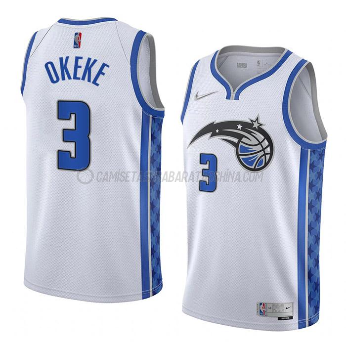 camiseta chuma okeke orlando magic de 3 hombre earned edition 2023 blanco