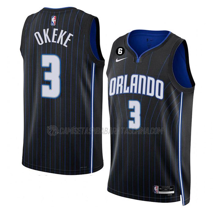 camiseta chuma okeke orlando magic de 3 hombre icon edition 2023 negro