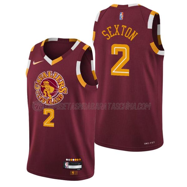 camiseta collin sexton cleveland cavaliers de 2 hombre city edition 2022 rojo