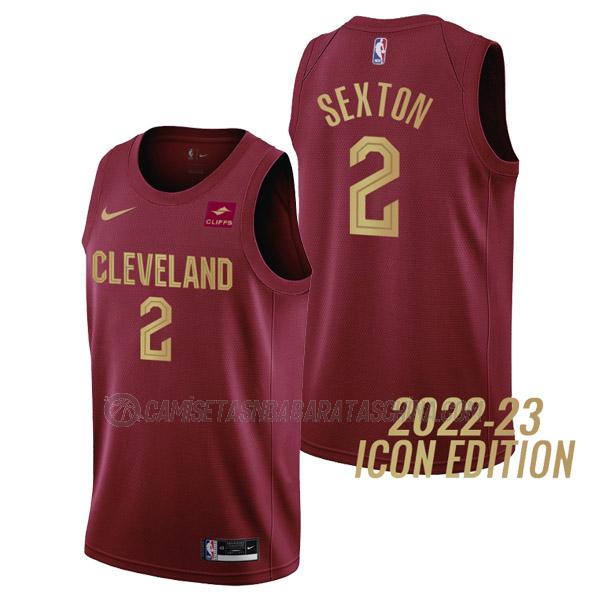 camiseta collin sexton cleveland cavaliers de 2 hombre icon edition 2023 rojo